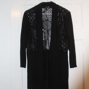 Black Embroidered Cutout Cardigan